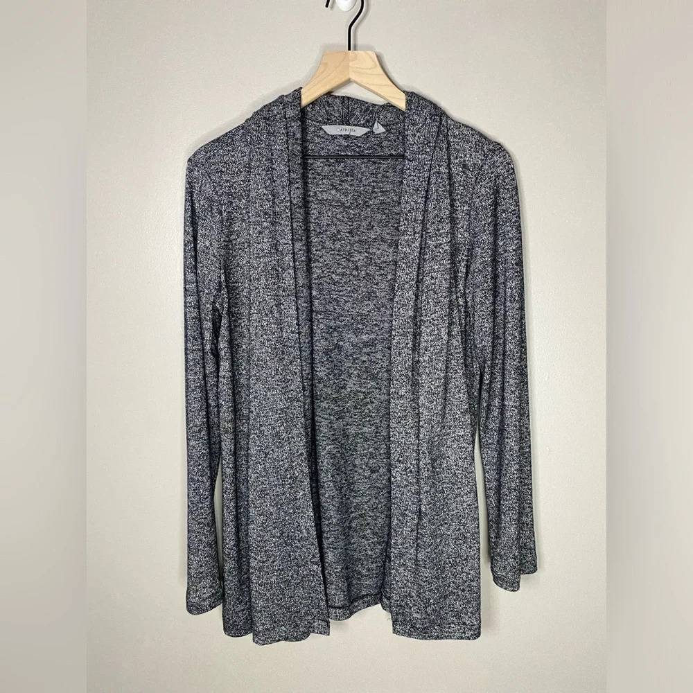 Athleta knit cardigan tunic sweater with pockets size small black white